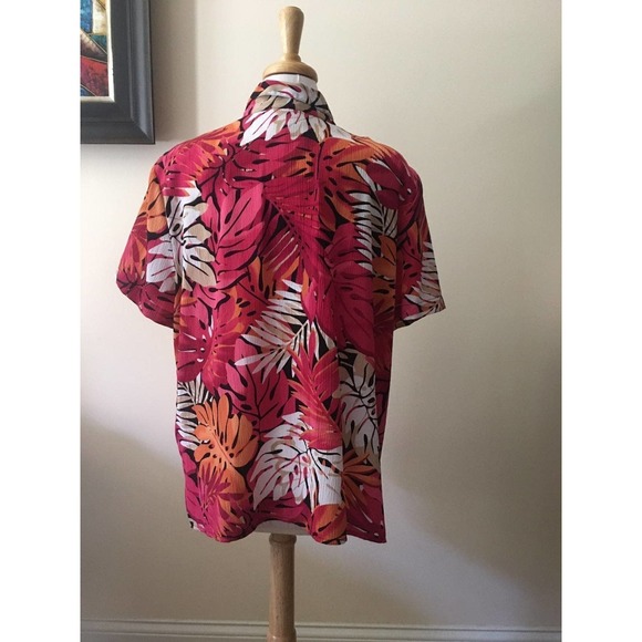 EUC Alfred Dunner Vintage Fuchsia Floral Hawaiian 80's Style Blouse Size 20 - Picture 8 of 12
